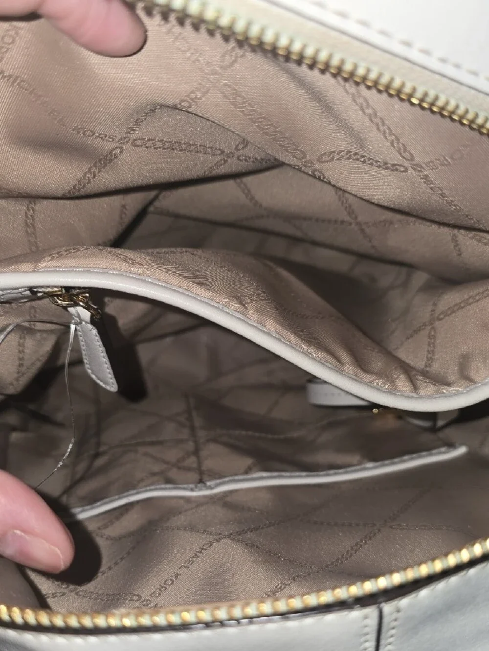 Michael Kors White Leather Mini Backpack with Gold Hardware and KORS Logo